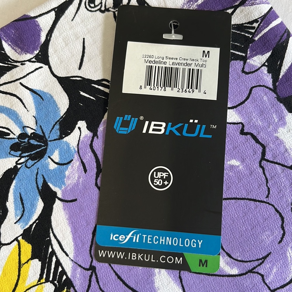 Ibkul Long Sleeve Golf Crew Neck Top Medaline Print Lavender NWT - Picture 9 of 10